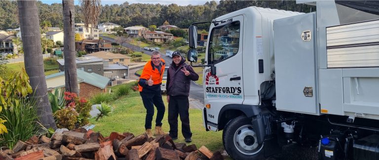 Stafford’s truck delivering a load of firewood to a raffle winner’s home.